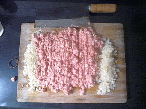 Pork mince as bought from the local wet market - Click to Enlarge Image: Pork mince as bought from the local wet market - Click to Enlarge