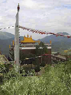 Monastery View showing Prayer Flags - Click to Enlarge Image: Monastery View 01
